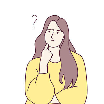 recommend clip art: Illustration of confused woman or thinking gesture 