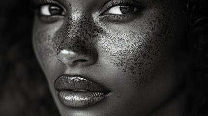 Naklejka premium A Close Up Of A Woman With Freckles