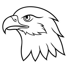 Eagle falcon Head Outline vector art black color vector line art isolated on a transparent background