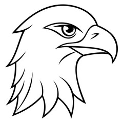 Eagle falcon Head Outline vector art black color vector line art isolated on a transparent background