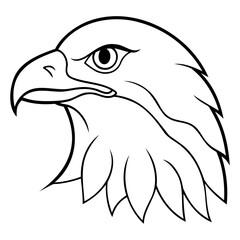Eagle falcon Head Outline vector art black color vector line art isolated on a transparent background