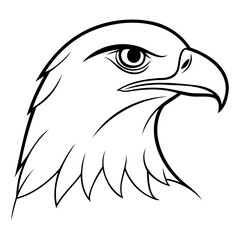 Eagle falcon Head Outline vector art black color vector line art isolated on a transparent background