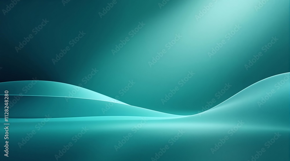 Poster Abstract teal gradient with smooth curves and flowing wave-like shapes on a minimalist gradient background.