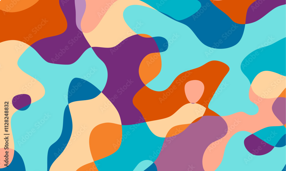 Fototapete fun colorful abstract background in doodle style. simple playful design with hand drawn overlay shap