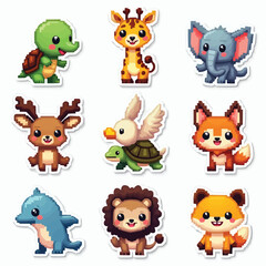 Naklejka premium Set of cute wild animals. Flat animals vector collection