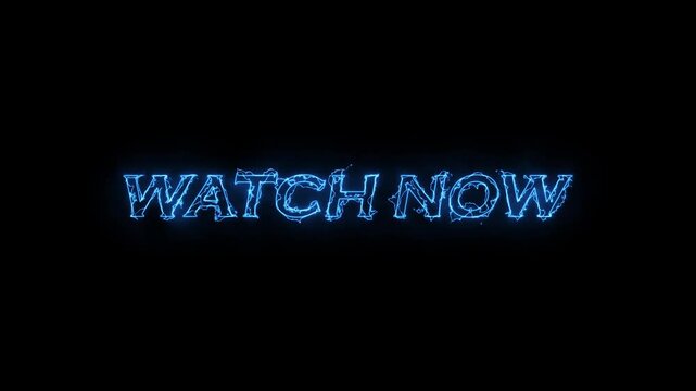 watch now blue neon color text animation video