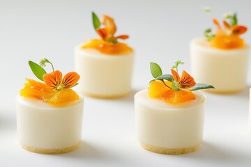 Lemon flavored miniature cupcakes topped with zesty frosting and fresh fruit, perfect for any sweet occasion.