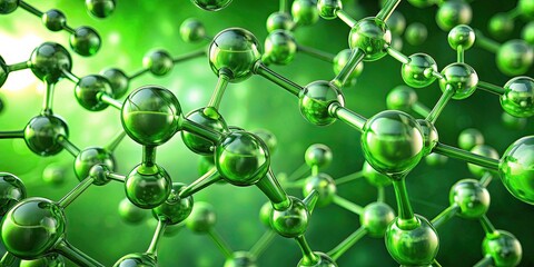 green molecules with various angles, rendering, molecules, green, rendering, science, chemistry, abstract, structure