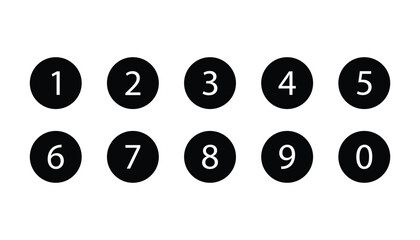 Set of round 1-9 numbers. bullet numbers point. numbers symbol. black circle number icon. educational math game. numbers icon for kids