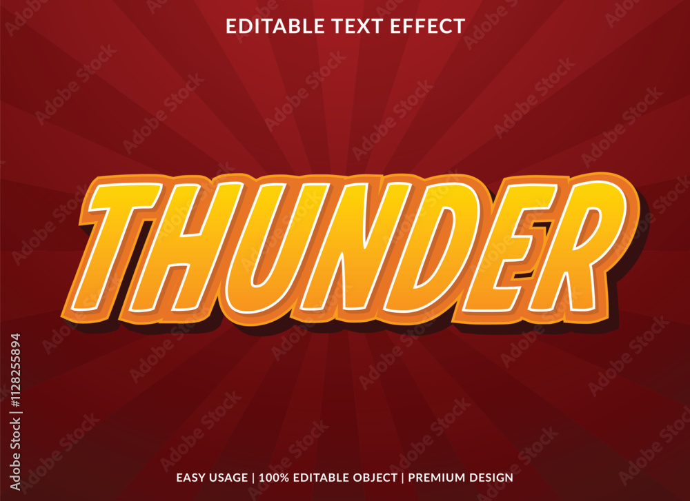Poster thunder editable text effect template use for logotype title and headline sticker