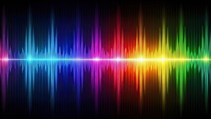 Audio spectrum waveform pattern with colorful waveforms and frequencies, music, sound, equalizer, visualizer, digital