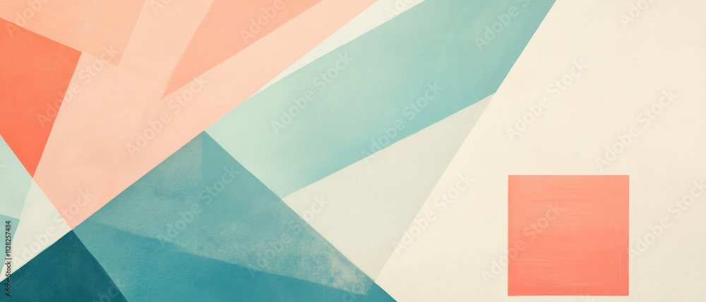 Poster abstract geometric art in soft pastels: modern background design with triangles and squares for crea