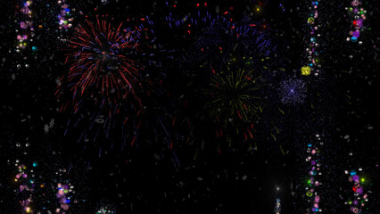 Merry Christmas fireworks shining background frame template Celebration New Year