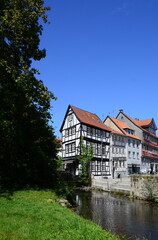 Obraz premium Historical Buildings at the River Oker in the Town Wolfenbüttel, Lower Saxony
