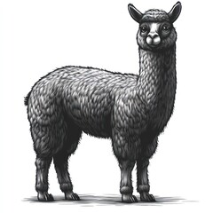 Fototapeta premium Monochrome illustration of an alpaca.