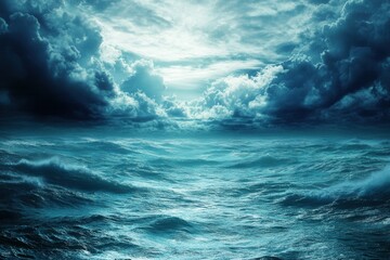 Fototapeta premium Dramatic ocean scene under a moody sky.