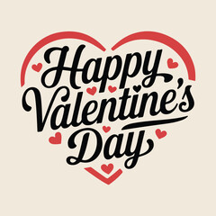 Elegant Happy Valentine's Day Heart Design with Red Accents and Script Font