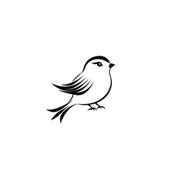 Simple line art drawing of a small bird.