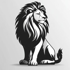 Fototapeta premium Majestic black and white lion sitting.