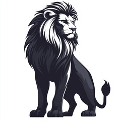 Fototapeta premium Majestic monochrome lion illustration.