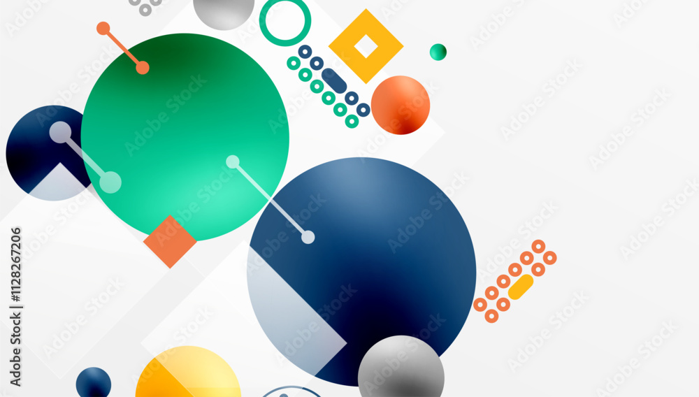 Aufkleber minimalistic abstract vector design, layered geometric shapes circles, squares, and triangles with s