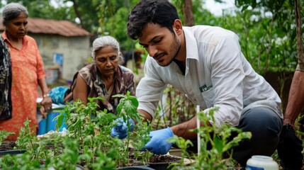 Biodegradable agricultural solutions are innovated by a young scientist, aided by elderly people in rural areas
