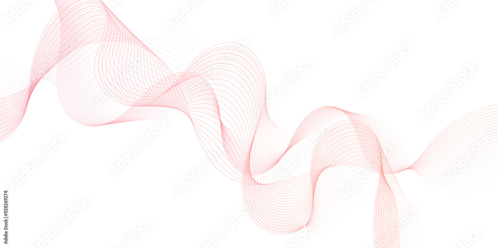 Poster Smooth wave abstract vector background layout design.background image with dynamic curves.Abstract red futuristic blend waves lines technology background and sound wave lines on white background.	