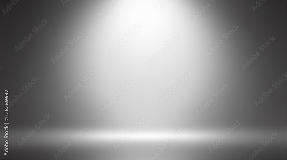 Poster Spotlight on a gradient gray background with illuminated center for highlighting objects.