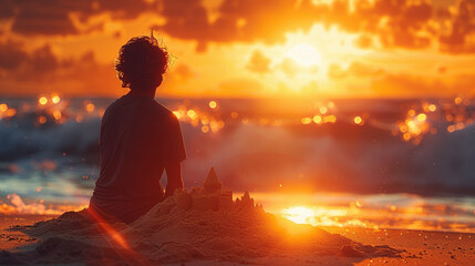 Joyful Sandcastle Creation by the Seashore