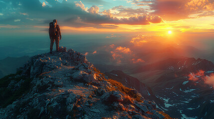 Serene Solitude: A Lone Hiker Embraces Nature's Majesty