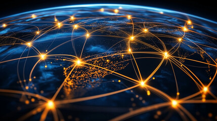 Global Network Connections Illuminated Earths Digital Infrastructure. Generative Ai.