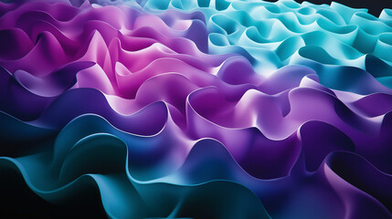 Obraz premium Abstract Purple, Teal, and Blue Wave Flowing 3D Render. Generative Ai.