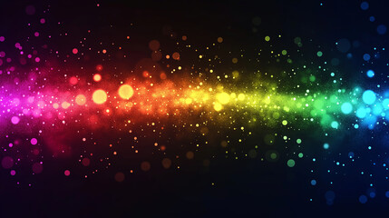 Naklejka premium Rainbow Glitter Sparkles Festive Bokeh Lights Background. Generative Ai.