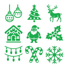 Fototapeta premium Christmas Icon Silhouette Vector Illustration Bundle | Festive Holiday Icons
