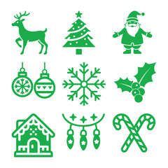 Fototapeta premium Christmas Icon Silhouette Vector Illustration Bundle | Festive Holiday Icons