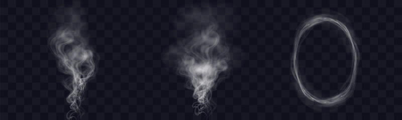 White figured smoke on dark background. Abstract overlay element for artistic compositions and creative design projects.

