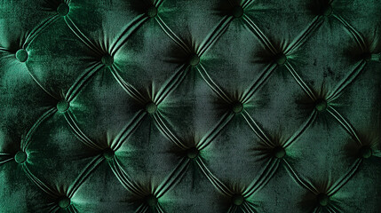 Luxurious Emerald Green Velvet Upholstery Button Tufted Texture. Generative Ai.