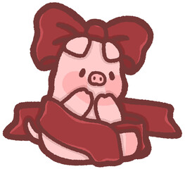 Red ribbon - pig