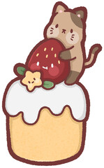 Strawberry chiffon cake - cat