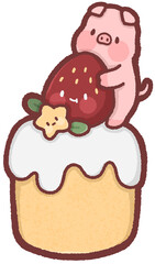 Strawberry chiffon cake - pig