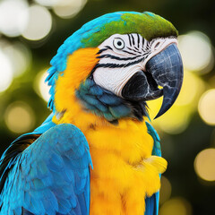 Naklejka premium beautiful blue and yellow macaw parrots