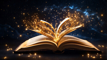 An Enchanting Open Book with Sparkling Magic