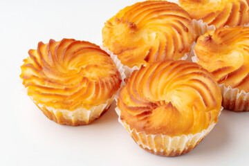 Deliciously baked pastry swirls arranged on a clean surface