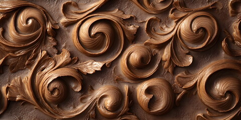 Mousse mocha color of the year 2025, light and airy chocolate mousse. Whipped milk cream with chocolate. Close-up.