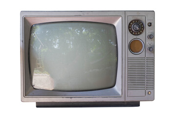 Old vintage television from the 1980s isolated on white background. PNG