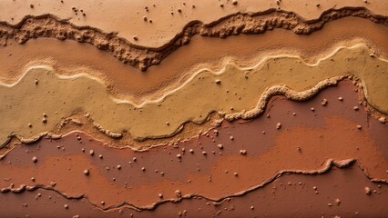 Intricate Rammed Earth Wall Texture, Weathered Earthy Tones of Terracotta, Sienna, Umber, and Ochre