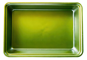Bright green rectangular serving tray isolated with transparent background