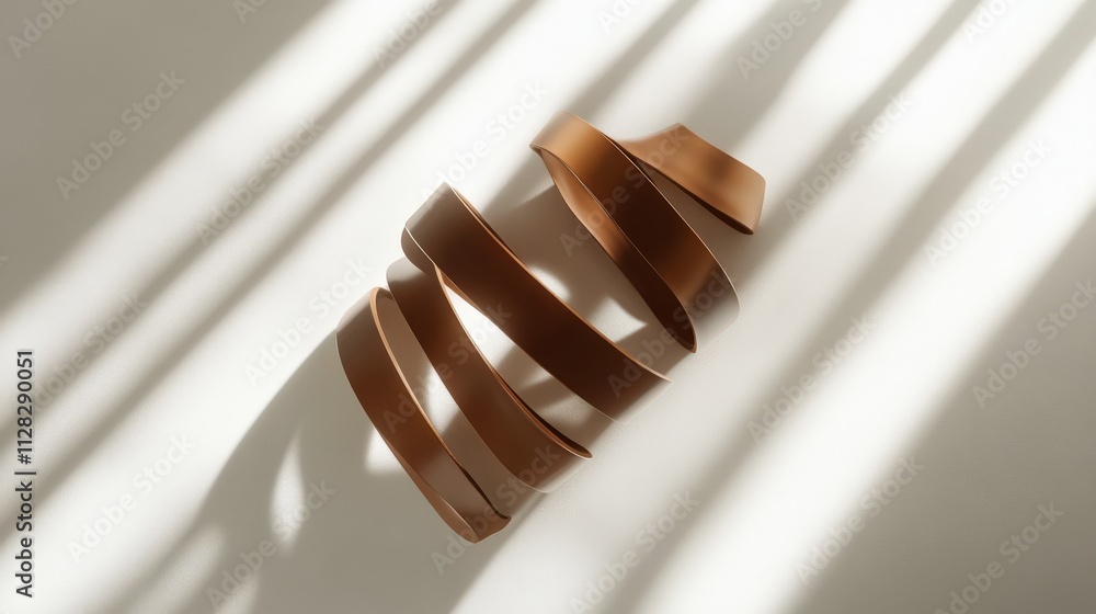 Poster elegant curved ribbons casting delicate shadows on a minimalist surface, showcasing harmony between 