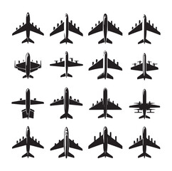 Airplanes set silhouette vector illustration