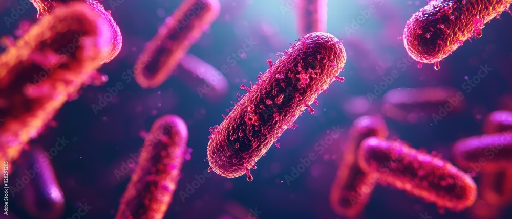Poster genetic differences concepts. a close-up view of vibrant, microscopic bacteria, showcasing their int